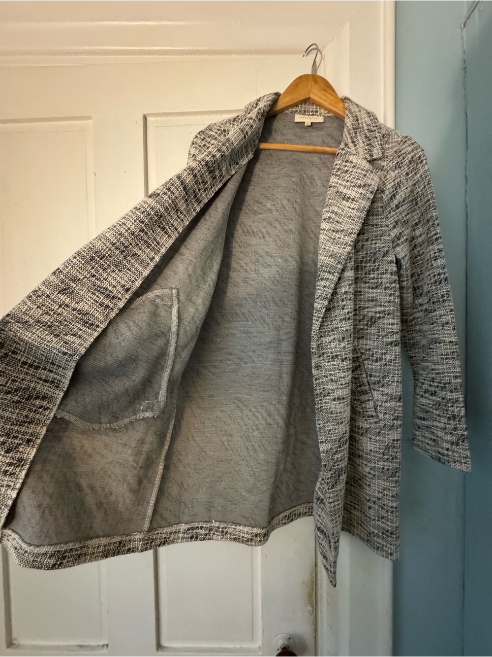 MELLODAY Gray Marled Open-Front Knit Blazer Coat - Picture 3 of 5